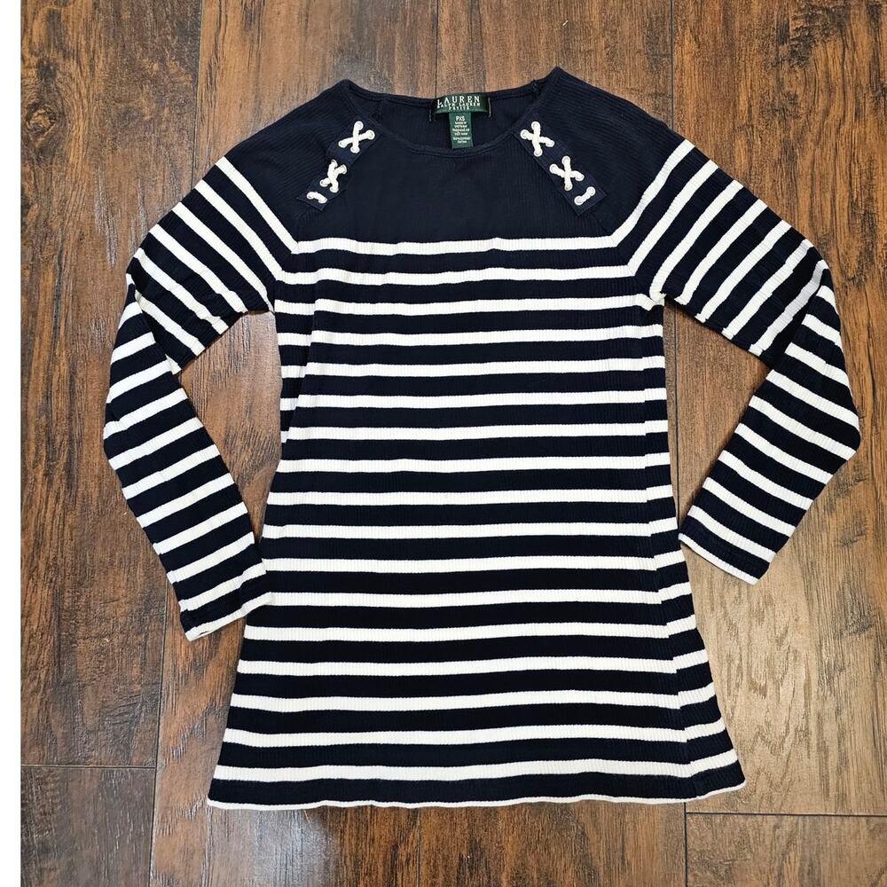Ralph Lauren 3/4 Sleeve Striped Top Size XS Petite 100% Cotton